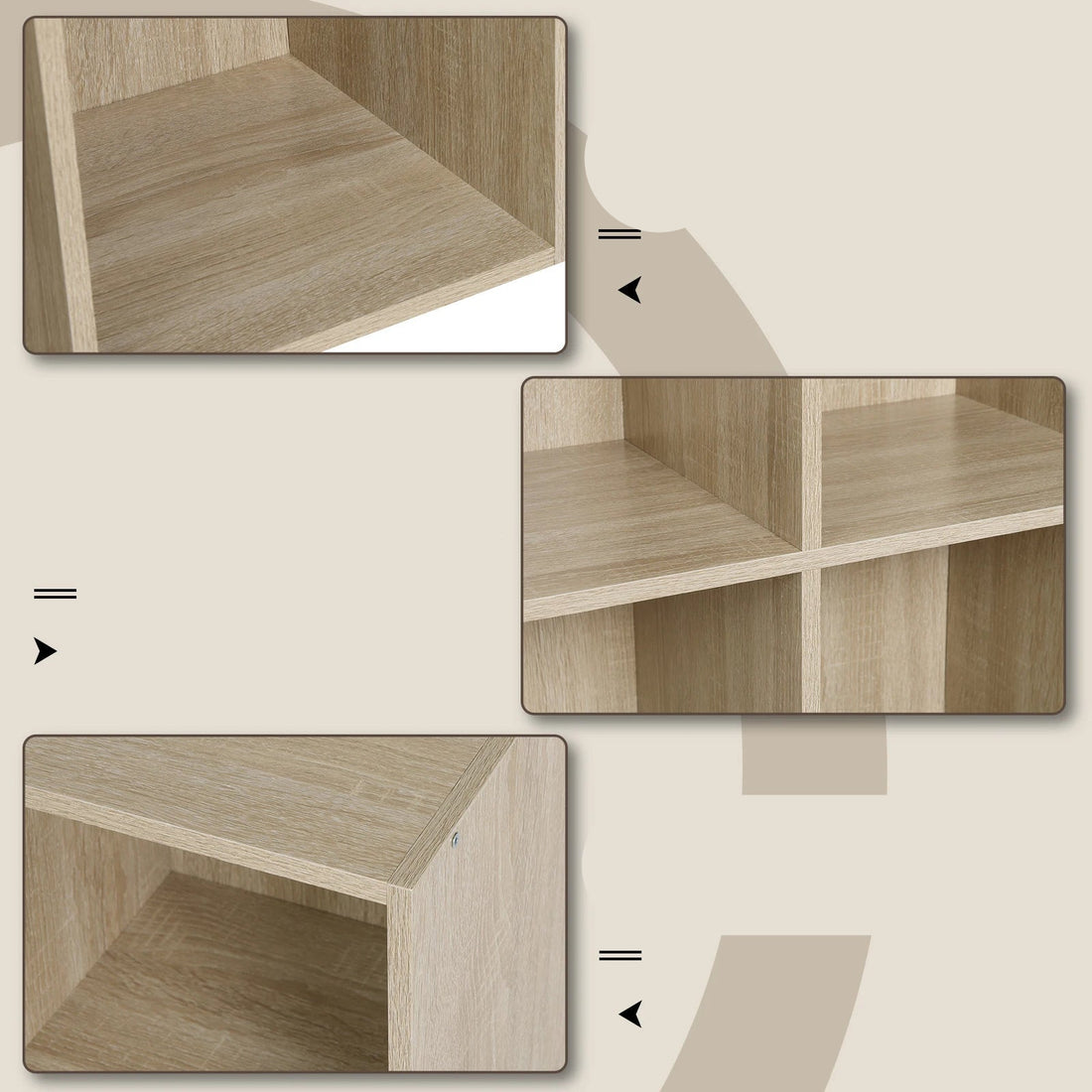 Étagère cube gris en bois avec 4 rangements - vente privée 14:365458light oak;200007763:201336101