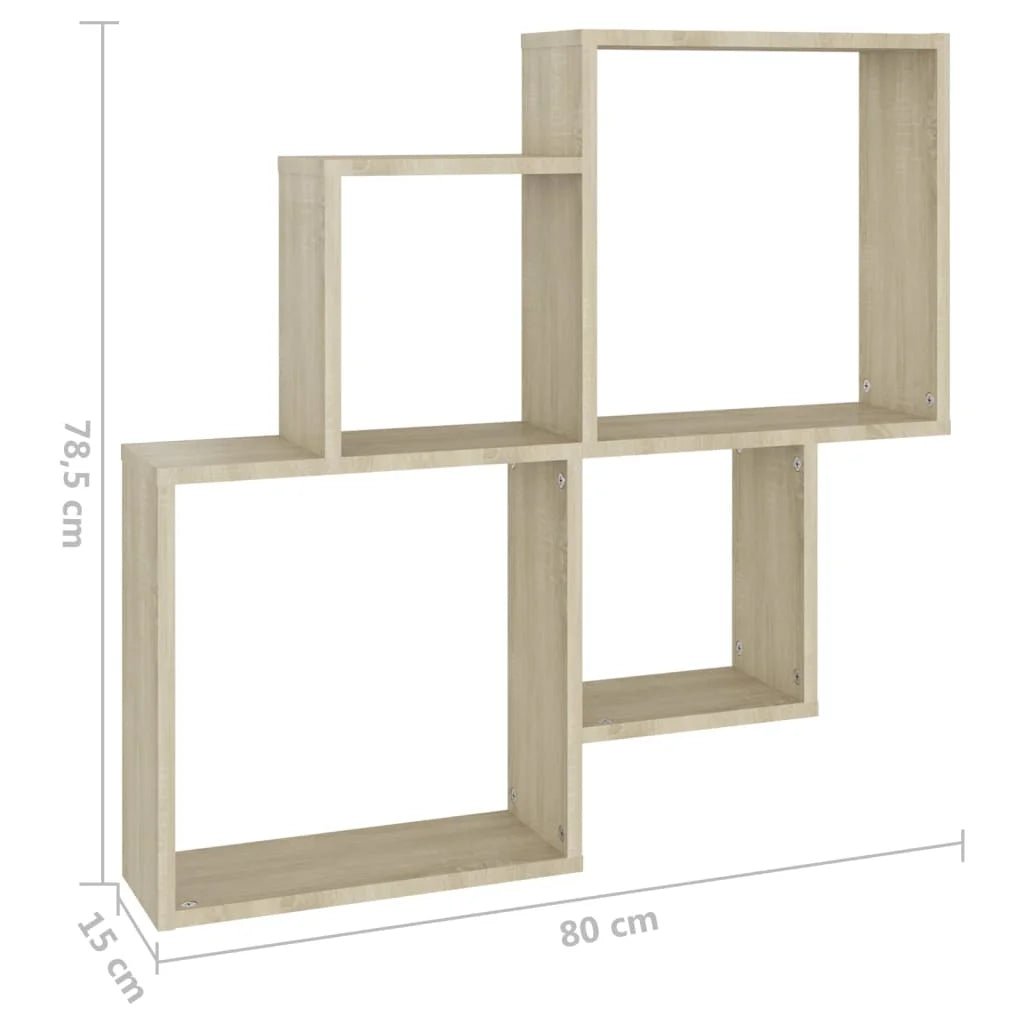 Étagère cube murale bois 80x15x78.5 cm - vente privée 14:200006155Brown;200007763:201336342