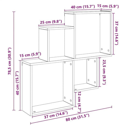Étagère cube murale bois 80x15x78.5 cm - vente privée 14:200006155Brown;200007763:201336342