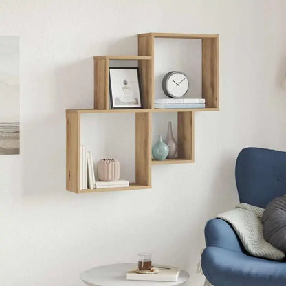 Étagère cube murale bois 80x15x78.5 cm - vente privée 14:200006155Brown;200007763:201336342