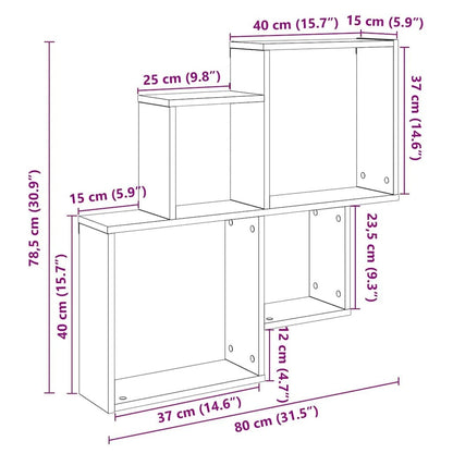 Étagère cube murale bois 80x15x78.5 cm - vente privée 14:200006155Brown;200007763:201336342