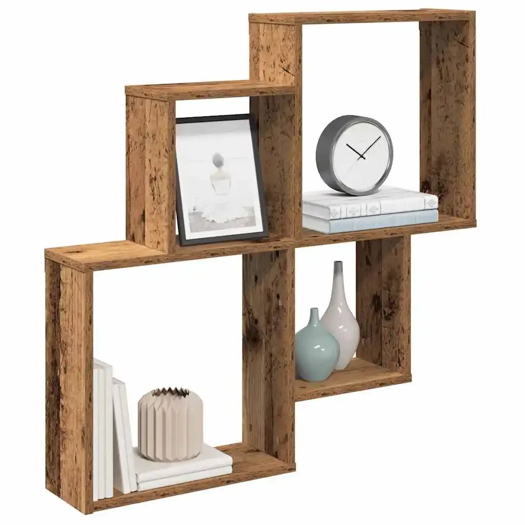 Étagère cube murale bois 80x15x78.5 cm - vente privée 14:200006155Brown;200007763:201336342