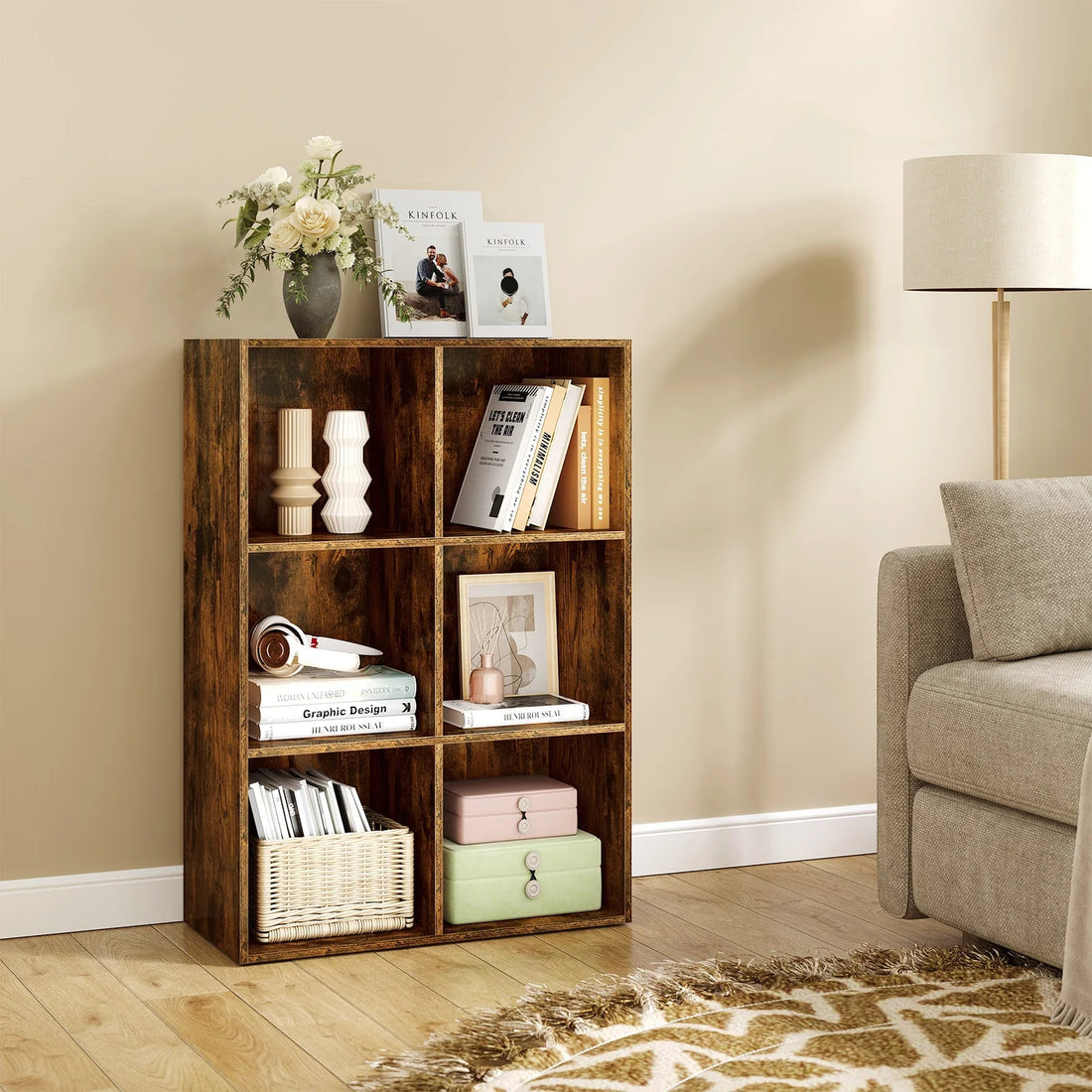 Étagère cube rangement en bois - vente privée 14:496Oak 29x59.6x59.8cm;200007763:201336101