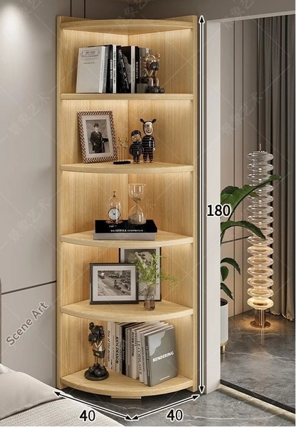 Étagère d'angle bois massif en forme d'éventail - vente privée 14:9336-log-40-180
