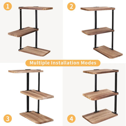 Étagère d'angle murale à 3 niveaux - vente privée 14:365458Brown;200007763:201336101