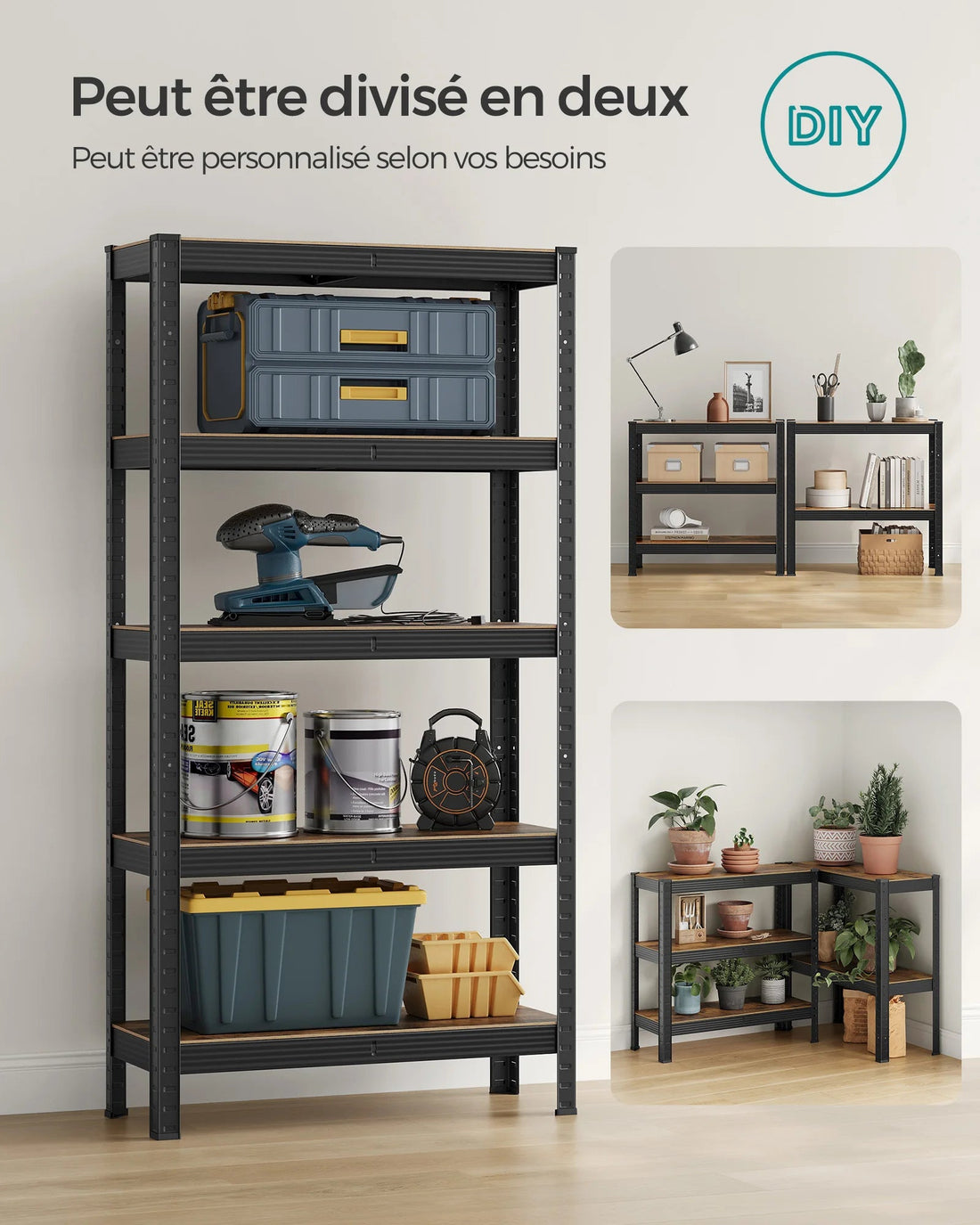 étagère garage solide 30 x 75 x 150 cm, 650 kg - vente privée 14:201805806Noir;200007763:201336342