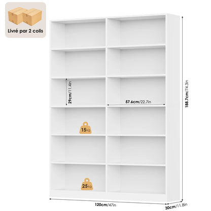 Étagère livre multifonction tendance 120x30x188.7cm - vente privée 14:200001438Oak;200007763:201336101
