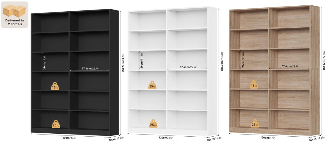 Étagère livre multifonction tendance 120x30x188.7cm - vente privée 14:200001438Oak;200007763:201336101
