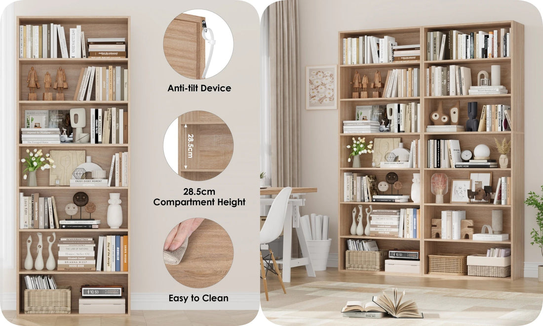 Étagère livre originale et moderne 60x23.5x209.5 cm - vente privée 14:200001438Oak;200007763:201336101