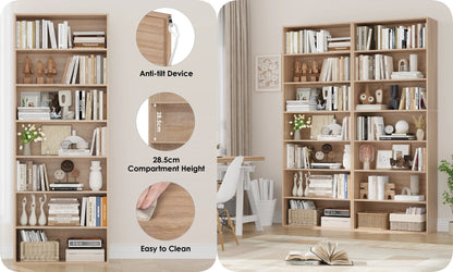 Étagère livre originale et moderne 60x23.5x209.5 cm - vente privée 14:200001438Oak;200007763:201336101
