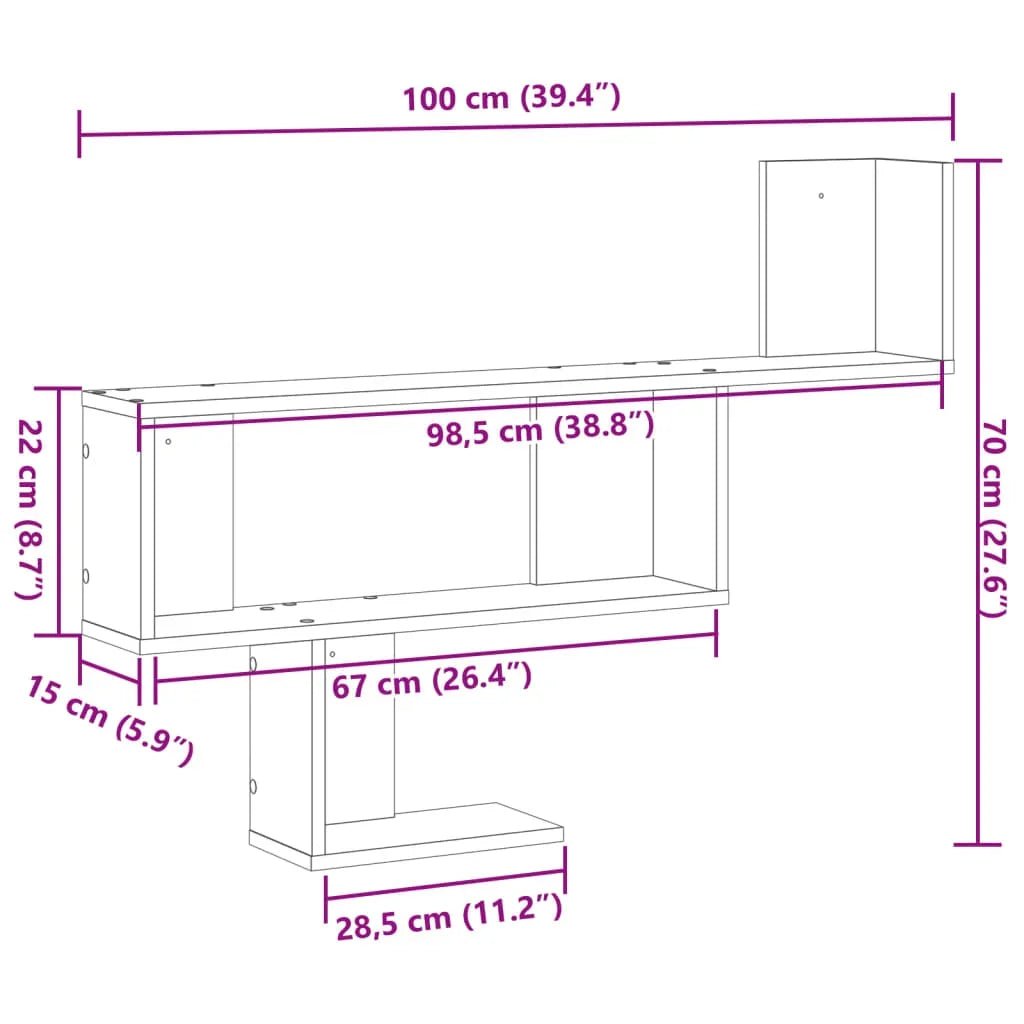 étagère murale blanche 100x15x70 cm - vente privée 14:200006155Brown;200007763:201336342