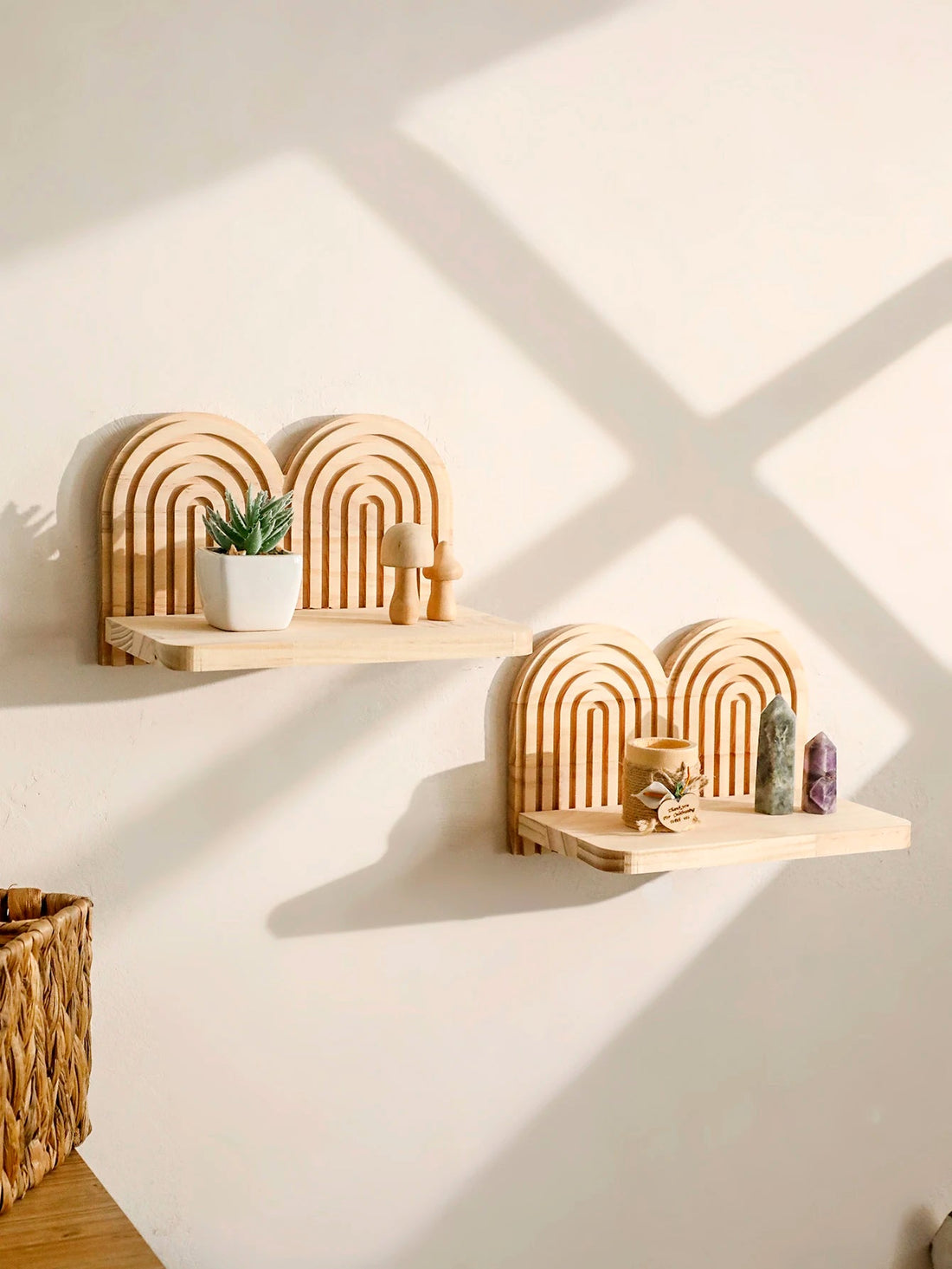étagère murale bois bohème en forme d'arche - vente privée 14:202713809shelf MS11219