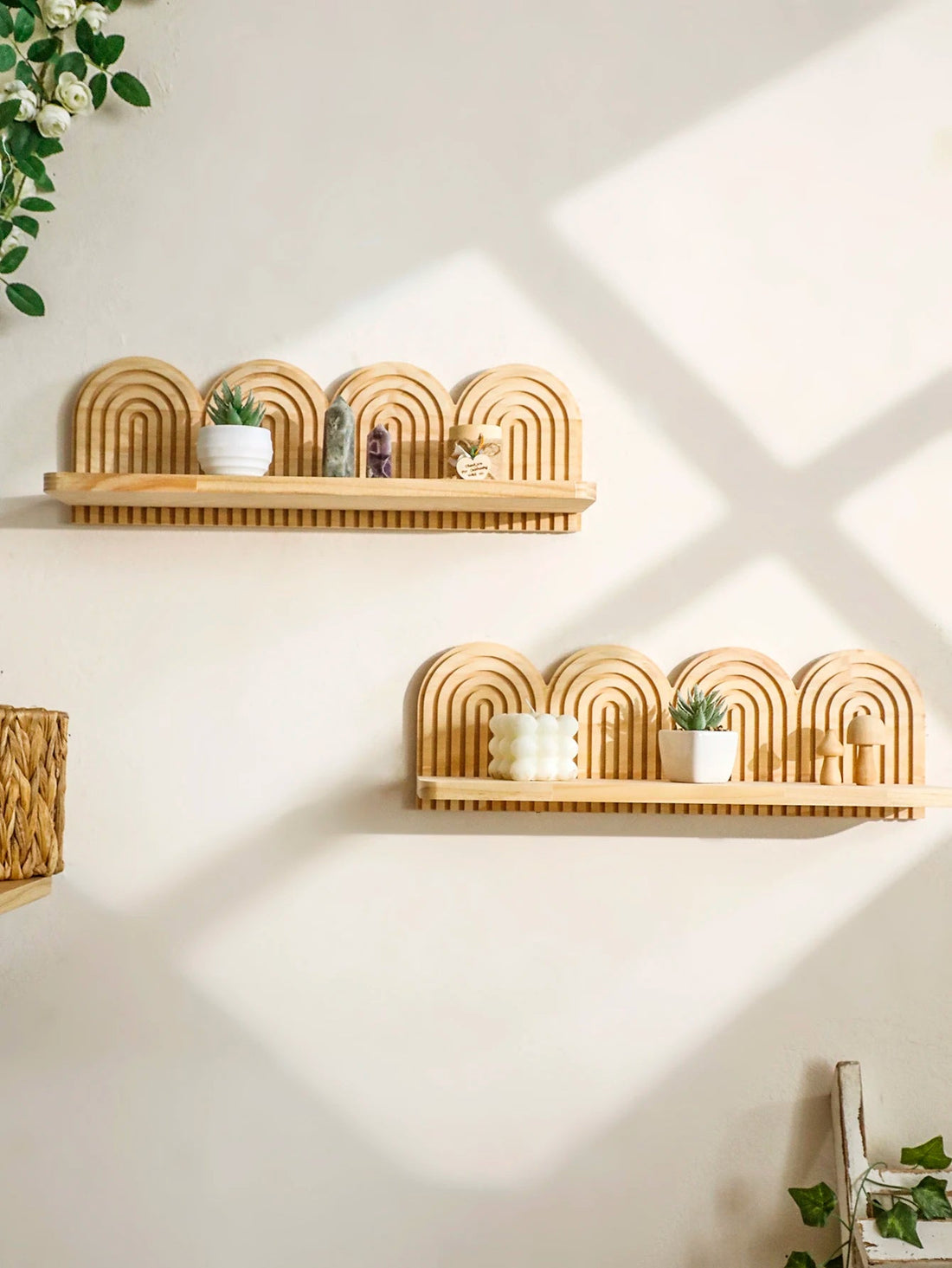 étagère murale bois bohème en forme d'arche - vente privée 14:202713809shelf MS11219