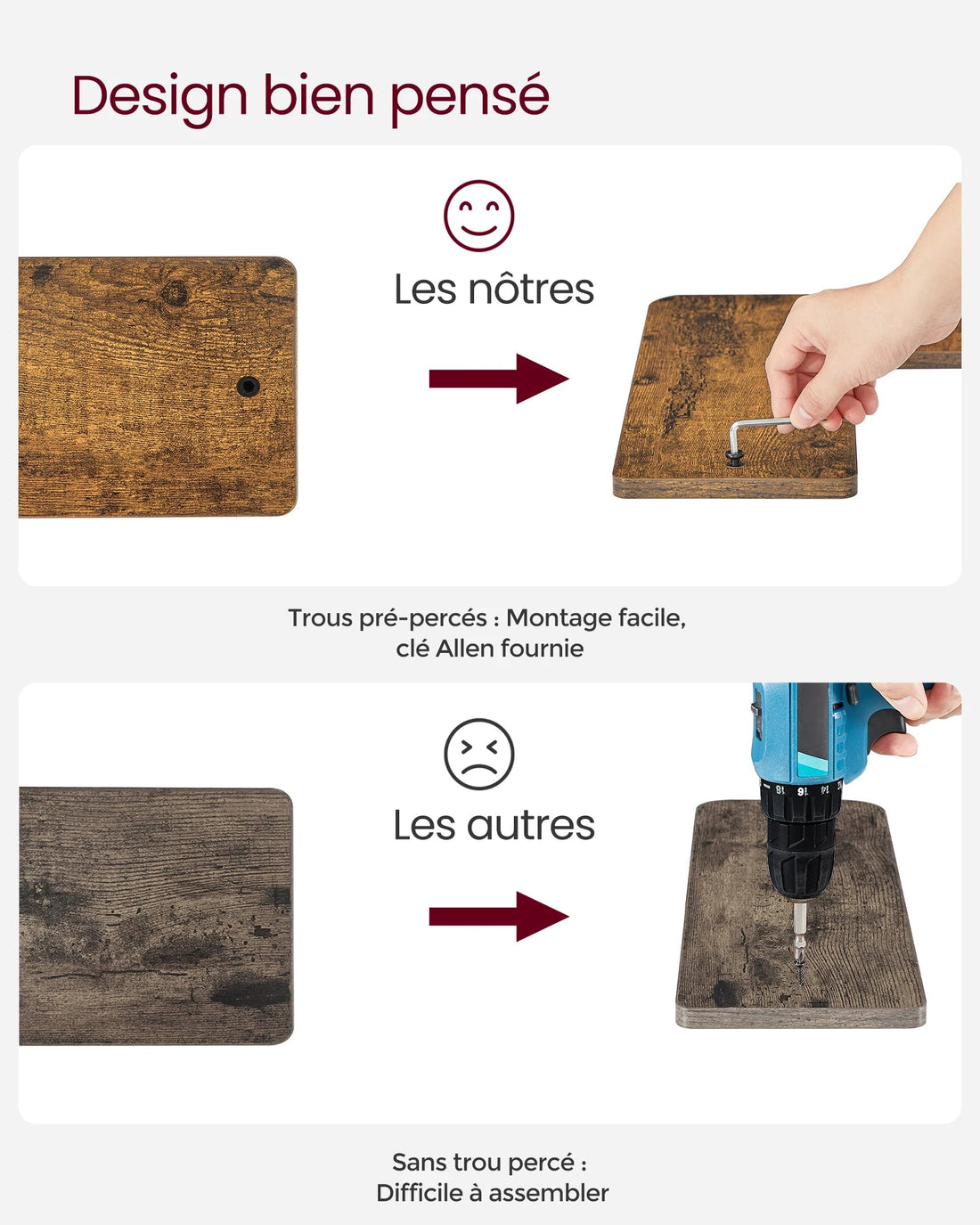 étagère murale d'angle en bois VASAGLE - vente privée 14:365458Marron Rustique et Noir;200007763:201336101