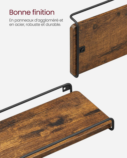 étagère murale d'angle en bois VASAGLE - vente privée 14:365458Marron Rustique et Noir;200007763:201336101