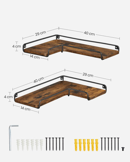 étagère murale d'angle en bois VASAGLE - vente privée 14:365458Marron Rustique et Noir;200007763:201336101