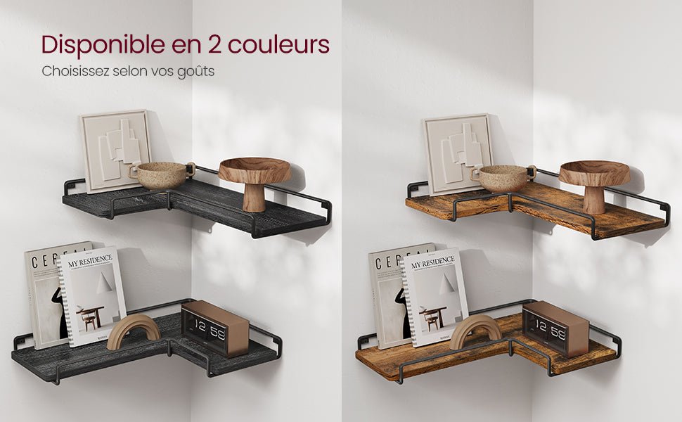 étagère murale d'angle en bois VASAGLE - vente privée 14:365458Marron Rustique et Noir;200007763:201336101