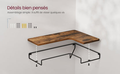étagère murale d'angle en bois VASAGLE - vente privée 14:365458Marron Rustique et Noir;200007763:201336101