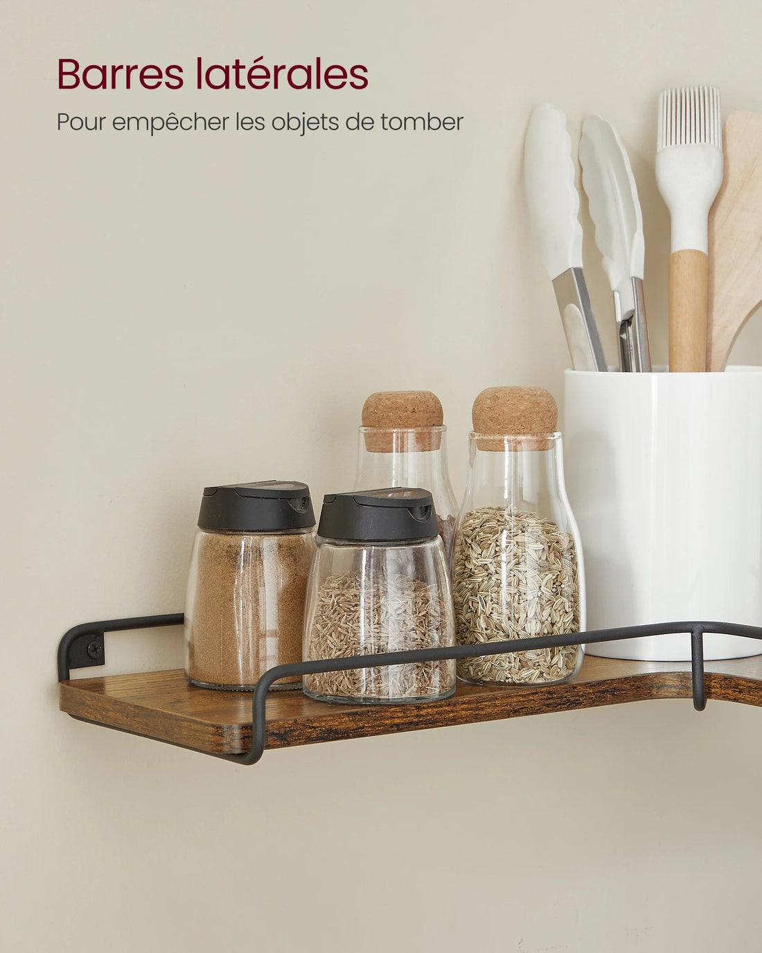 étagère murale d'angle en bois VASAGLE - vente privée 14:365458Marron Rustique et Noir;200007763:201336101