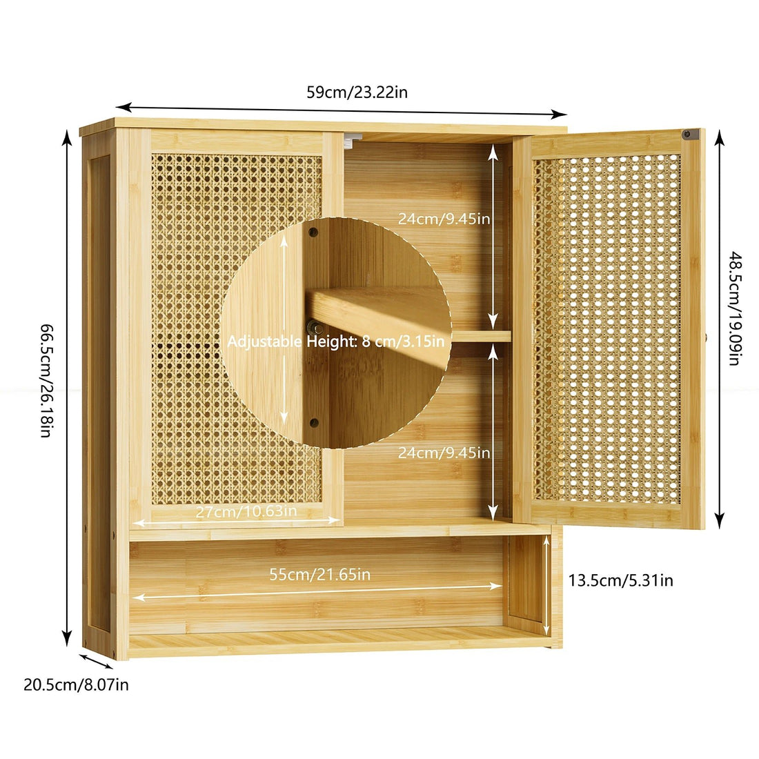 étagère murale en bambou de style armoire suspendu - vente privée 14:366Natural Wood;200007763:201336101