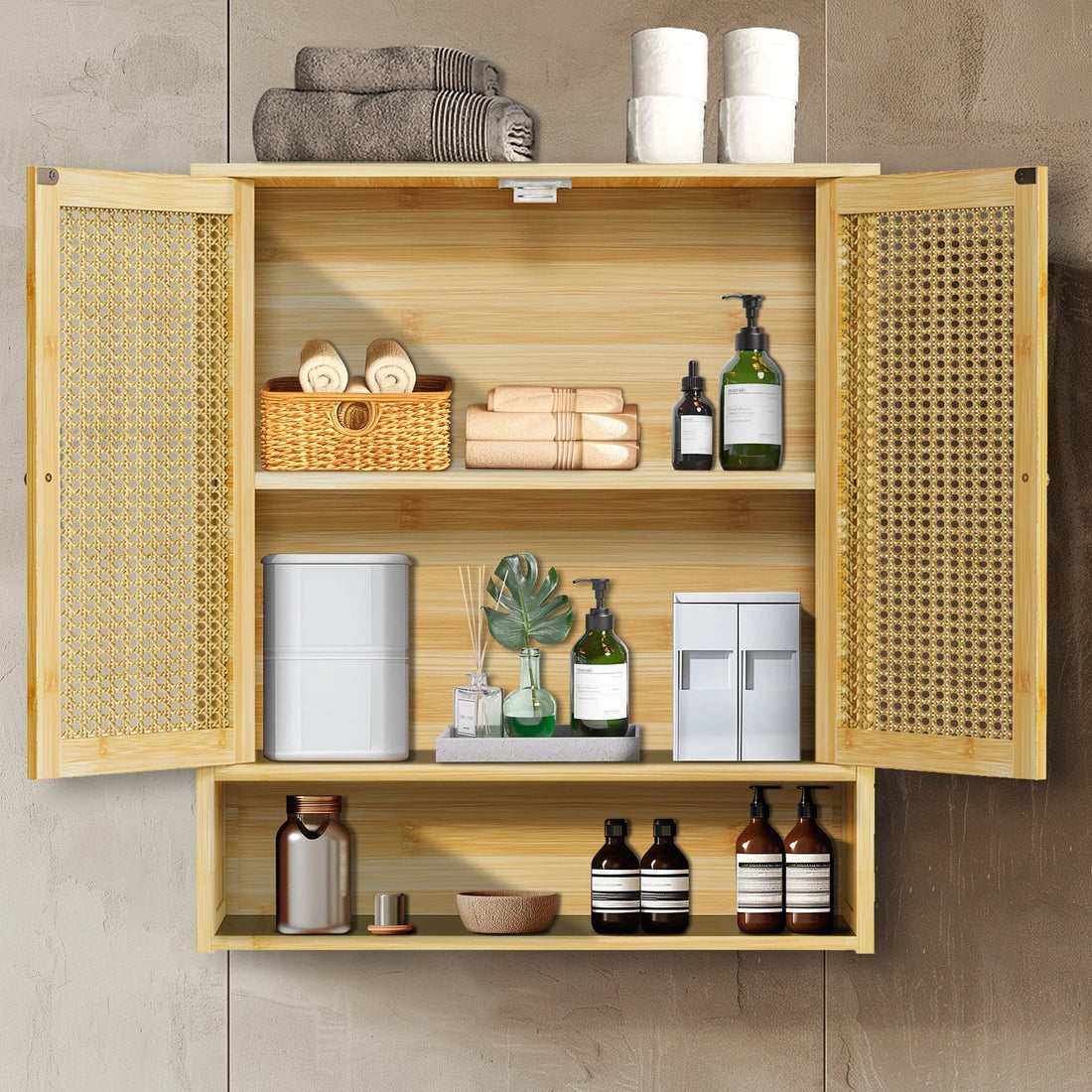 étagère murale en bambou de style armoire suspendu - vente privée 14:366Natural Wood;200007763:201336101