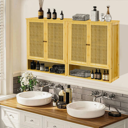 étagère murale en bambou de style armoire suspendu - vente privée 14:366Natural Wood;200007763:201336101