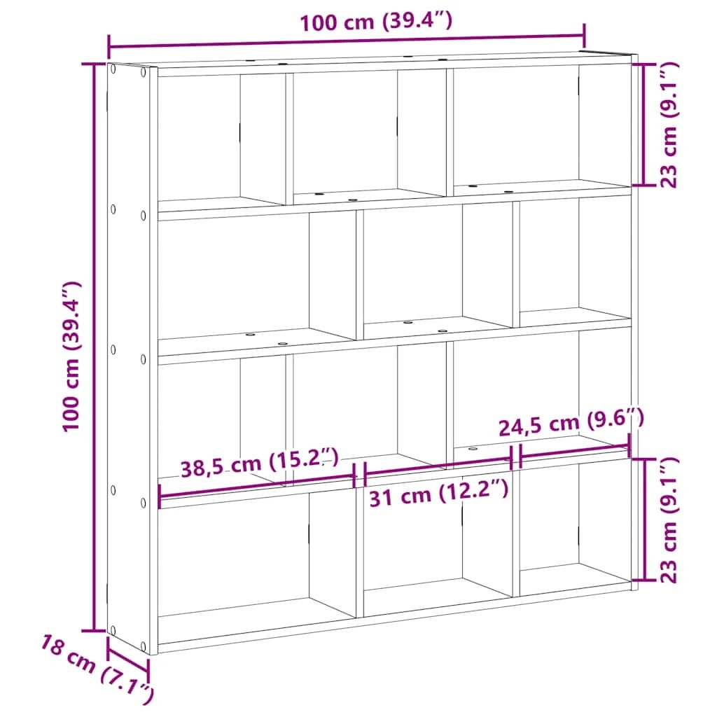 étagère murale en bois 12 compartiments - 14:202713809White;200007763:201336342