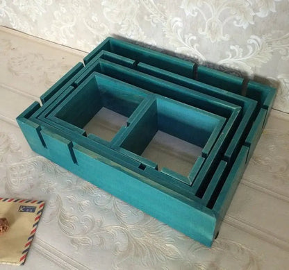 étagère murale en bois ancien à multi compartiments - 14:173Blue