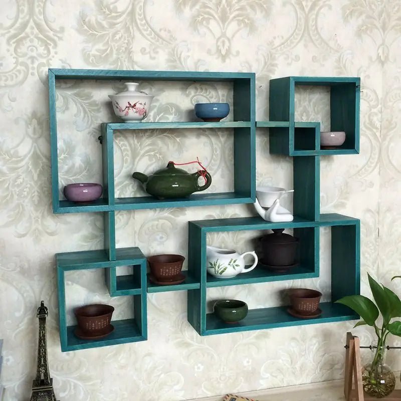 étagère murale en bois ancien à multi compartiments - vente privée 14:173Blue