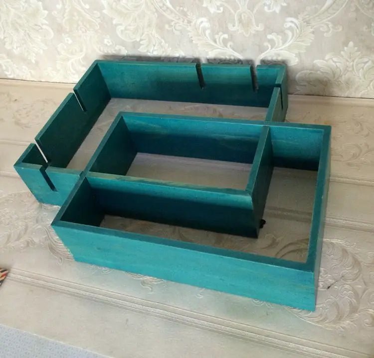 étagère murale en bois ancien à multi compartiments - vente privée 14:173Blue