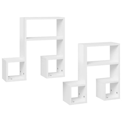 étagère murale en bois massif 2pcs de 50x15x50cm - vente privée 14:200006151White;200007763:201336342