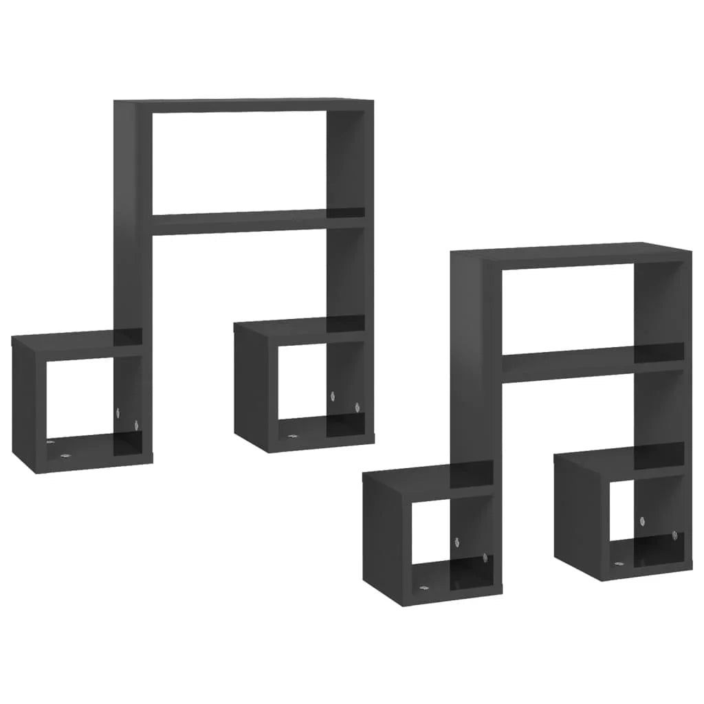 étagère murale en bois massif 2pcs de 50x15x50cm - vente privée 14:200006152Gray;200007763:201336342