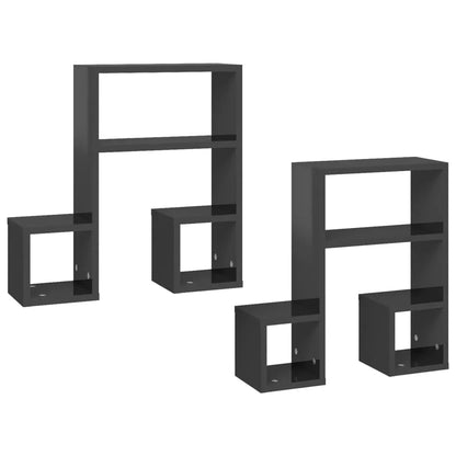 étagère murale en bois massif 2pcs de 50x15x50cm - vente privée 14:200006152Gray;200007763:201336342