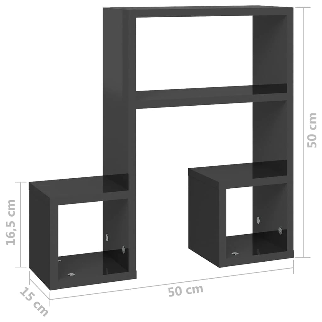 étagère murale en bois massif 2pcs de 50x15x50cm - vente privée 14:200006152Gray;200007763:201336342