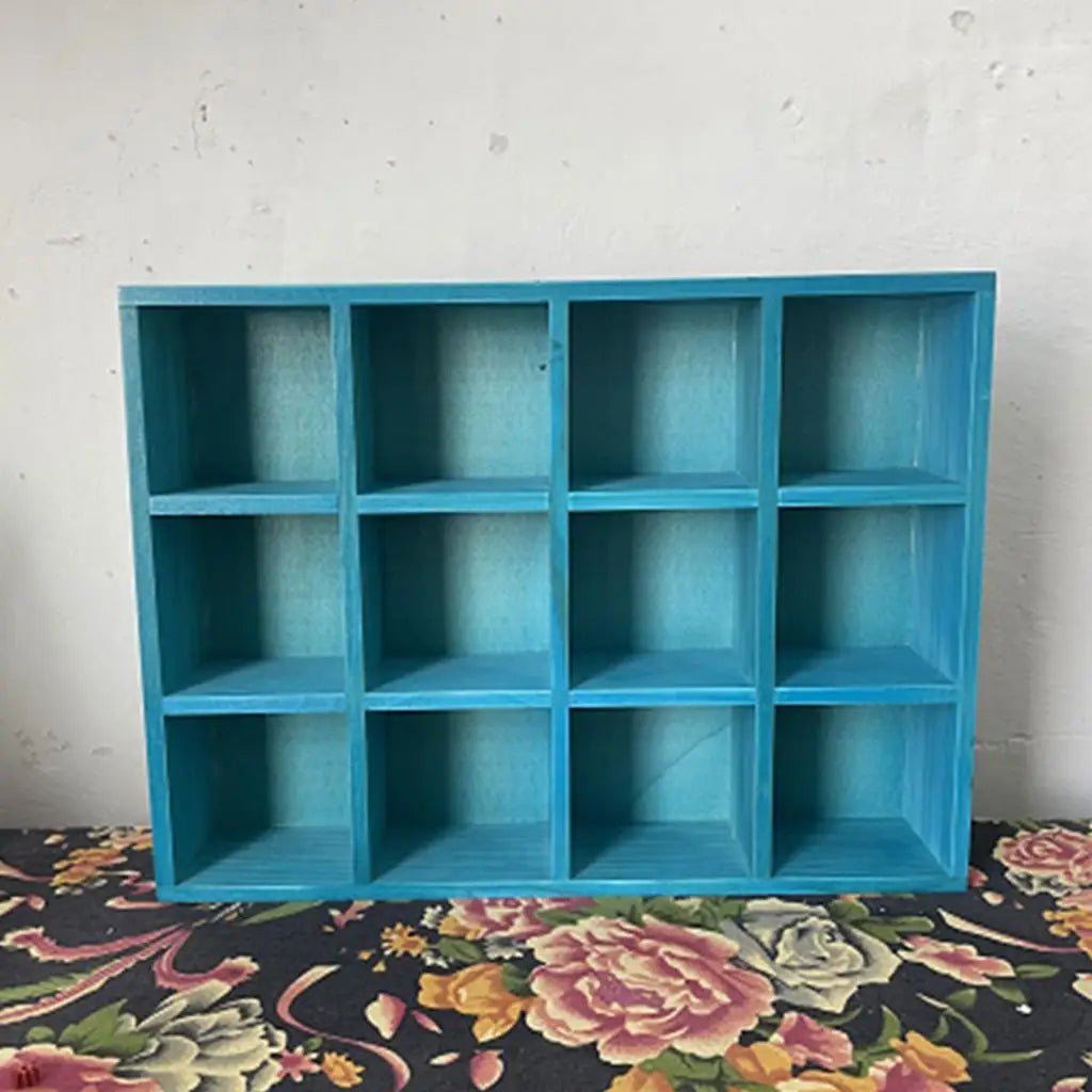 étagère murale en bois solide de cubique à 16 grilles - vente privée 14:1012 Grids Blue