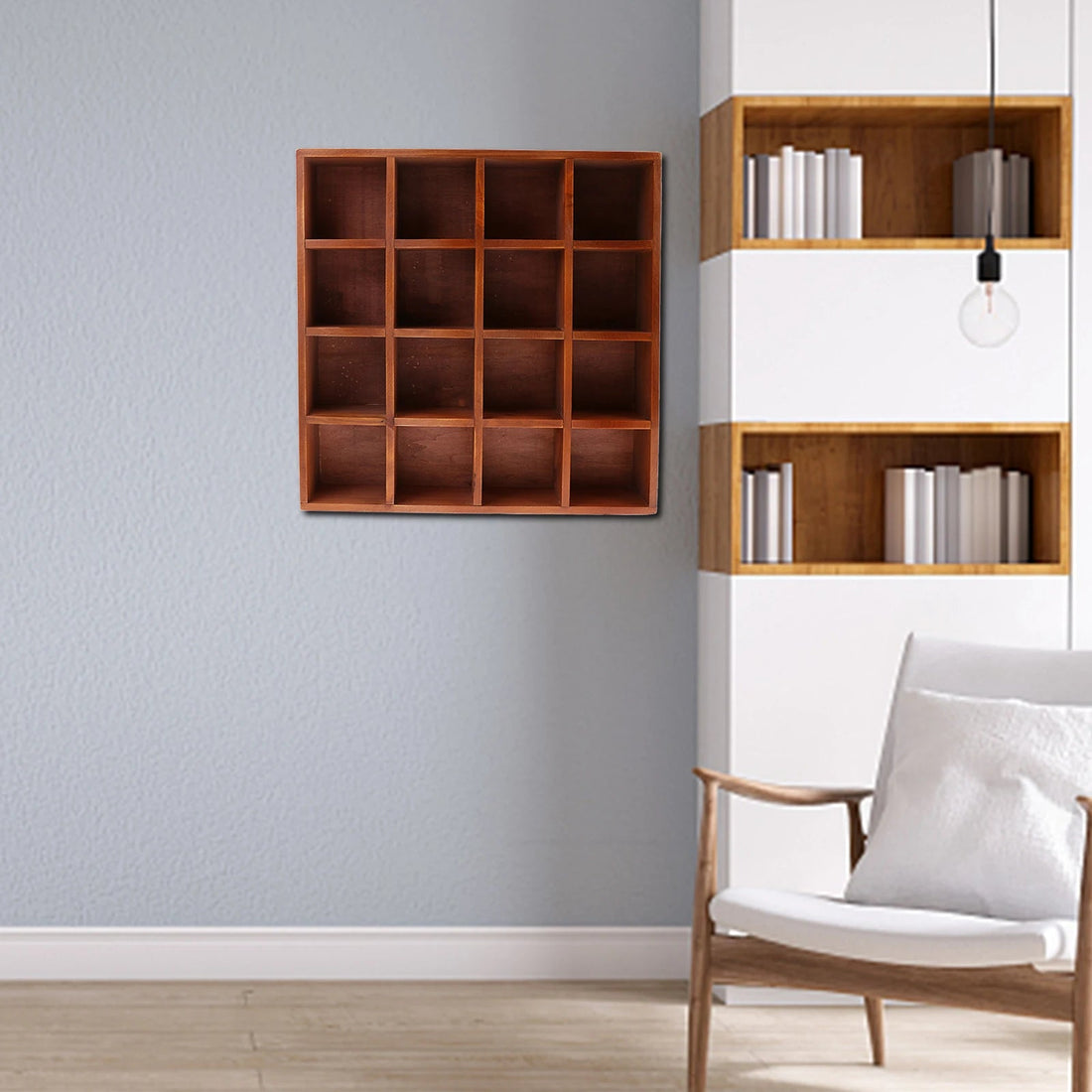 étagère murale en bois solide de cubique à 16 grilles - vente privée 14:1012 Grids Blue