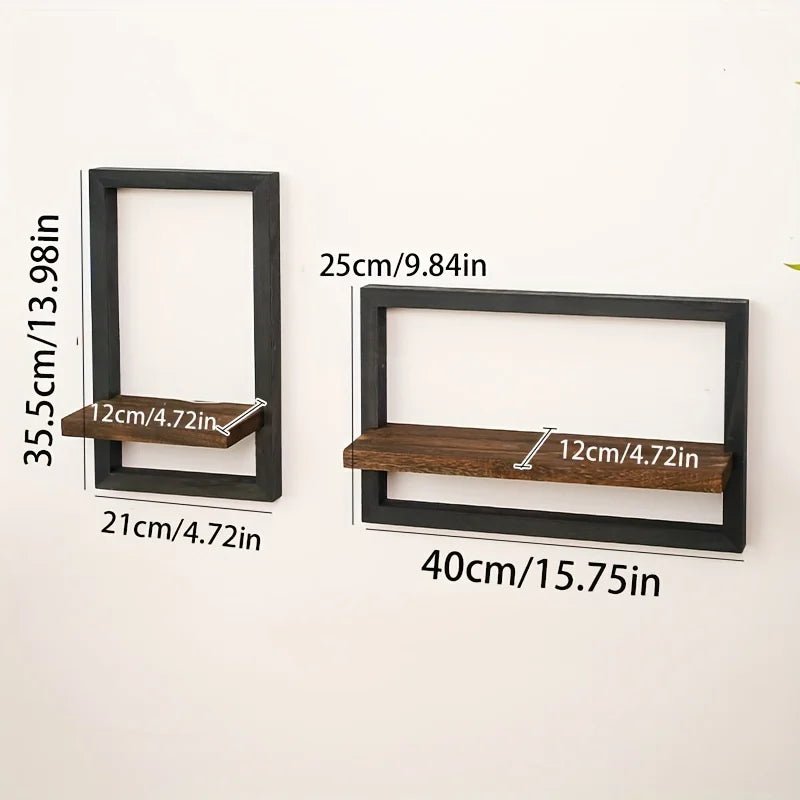 étagère murale en bois vintage de forme cadre rectangulaire - vente privée 14:193Black