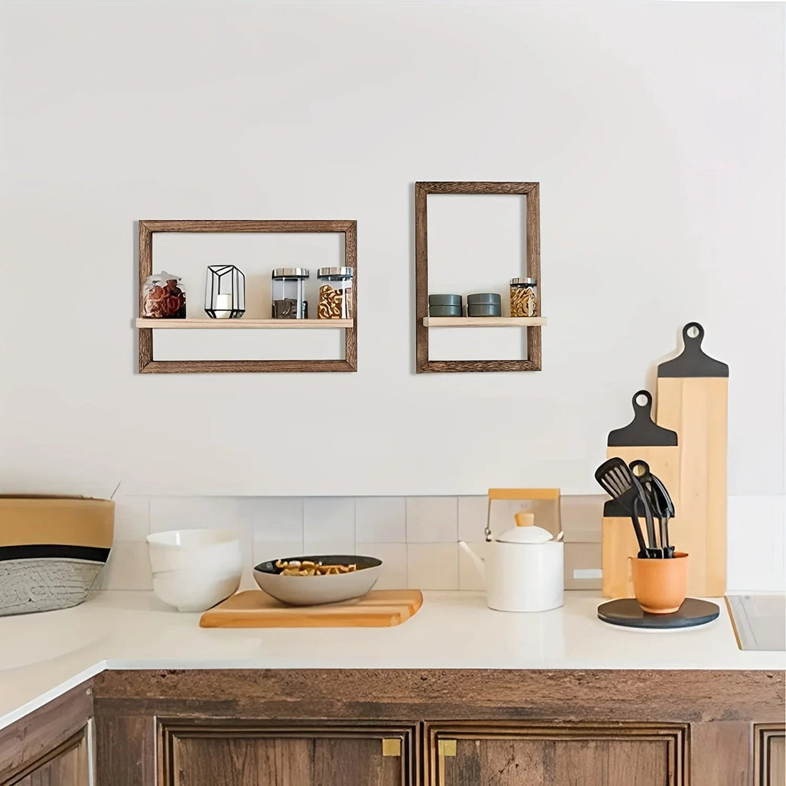 étagère murale en bois vintage de forme cadre rectangulaire - vente privée 14:193Black