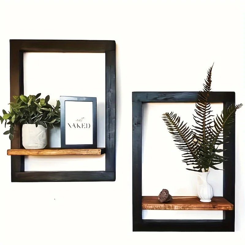 étagère murale en bois vintage de forme cadre rectangulaire - vente privée 14:193Black