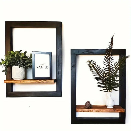 étagère murale en bois vintage de forme cadre rectangulaire - vente privée 14:193Black
