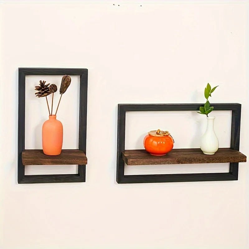 étagère murale en bois vintage de forme cadre rectangulaire - vente privée 14:193Black
