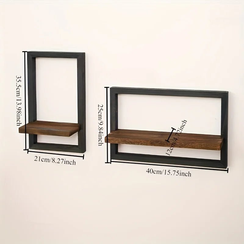 étagère murale en bois vintage de forme cadre rectangulaire - vente privée 14:193Black