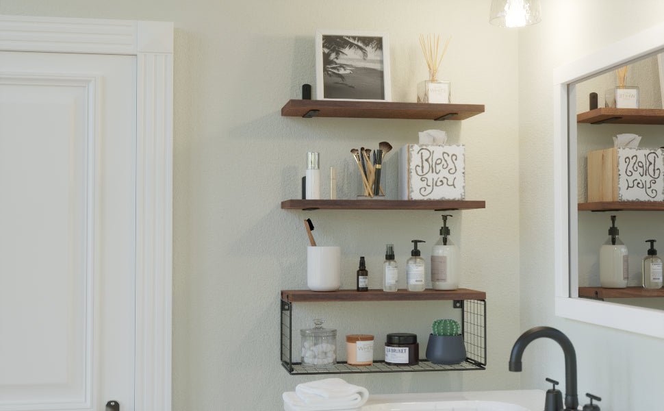 étagère murale métal et bois pour toilette - vente privée 14:365458LD250617-WH;200007763:201336101