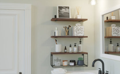 étagère murale métal et bois pour toilette - vente privée 14:365458LD250617-WH;200007763:201336101