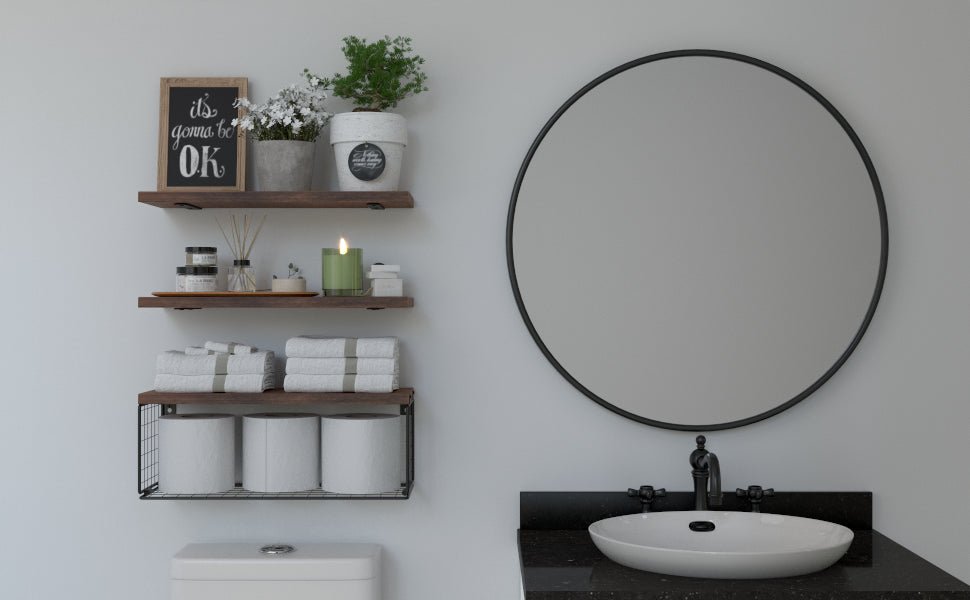 étagère murale métal et bois pour toilette - vente privée 14:365458LD250617-WH;200007763:201336101