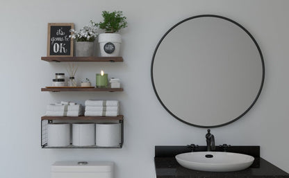 étagère murale métal et bois pour toilette - vente privée 14:365458LD250617-WH;200007763:201336101