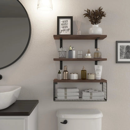 étagère murale métal et bois pour toilette - vente privée 14:365458LD250617-WH;200007763:201336101