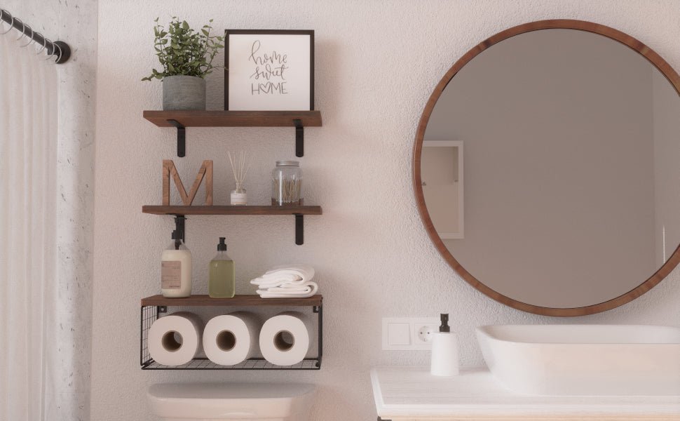 étagère murale métal et bois pour toilette - vente privée 14:365458LD250617-WH;200007763:201336101
