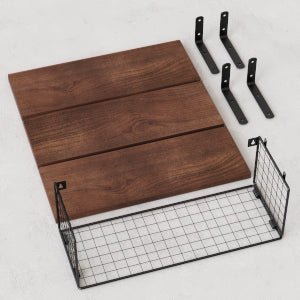 étagère murale métal et bois pour toilette - vente privée 14:365458LD250617-WH;200007763:201336101