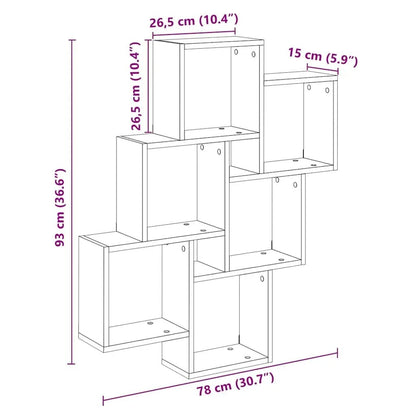 étagère murale noir et bois en forme cubique 78x15x93 cm - vente privée 14:100018786Black;200007763:201336342